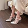 Buckle Footwear Pointed Toe Pumps Ladies Thin Heels Shoes Female Super High Heels Slides Shoes For Women Mules 2025