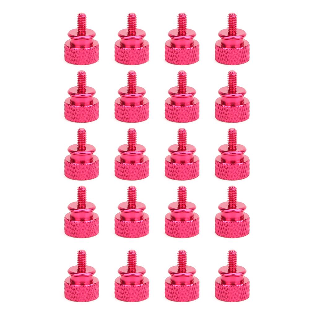 

20PCs Set Hand Tighten Screws Aluminum Alloy Thumb Screws Anodic Oxidation Fasteners 6#-32 Teeth(Hot Pink )