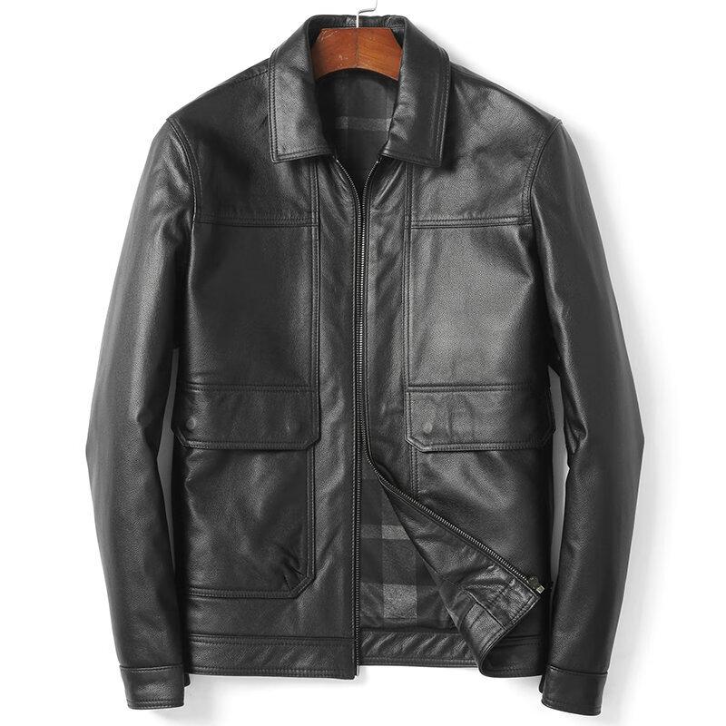 

Мужская куртка с лацканами из натуральной кожи 3XL