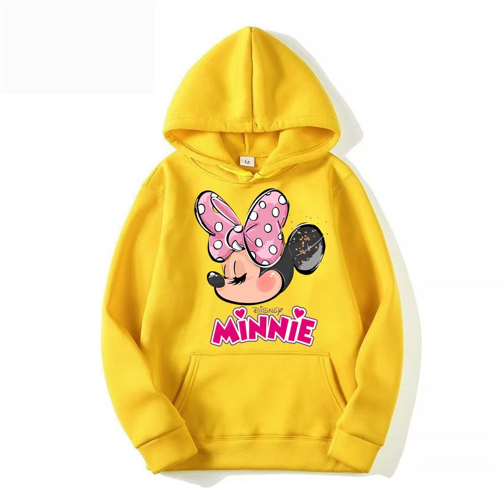 2024 New Disney Minnie Mouse Cartoon Anime Women Pullover Tops Spring Autumn Lady Casual Sweatshirt Pink Couple Hoodie Clothes