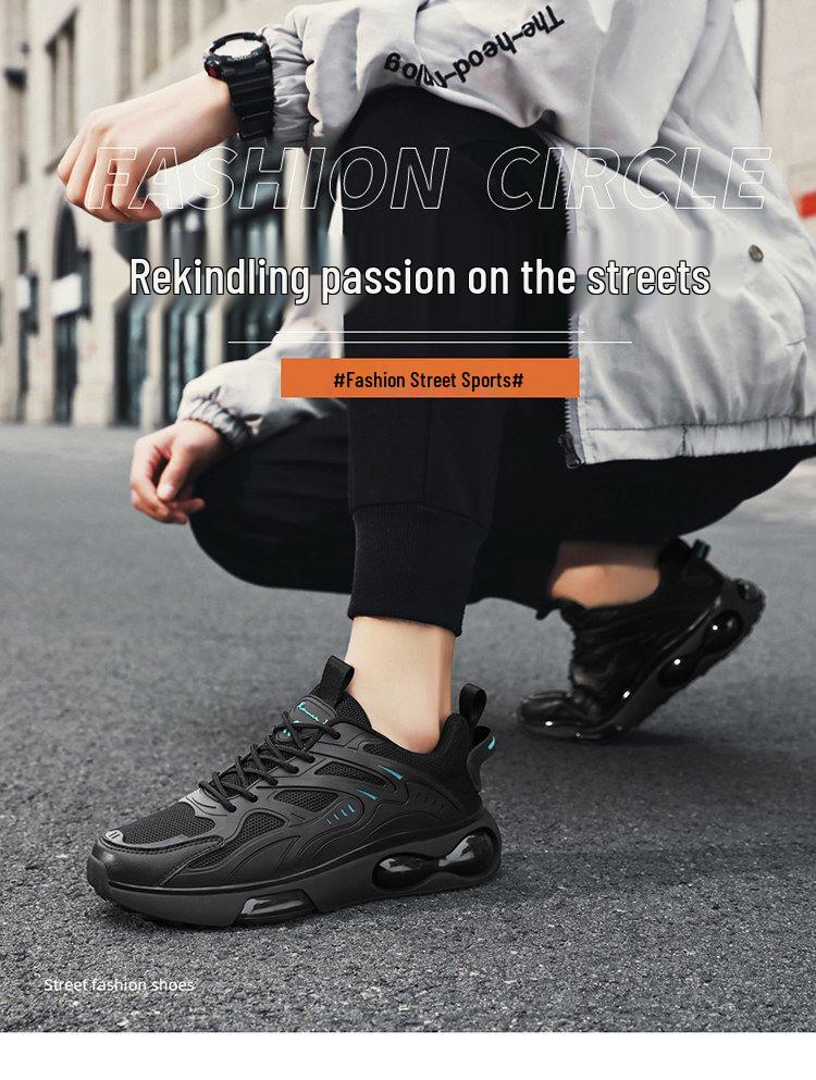 Mamba Black Warrior Men's Spring 2025 PU Mesh Breathable Running Shoes - Versatile Fashion Dad Sneakers
