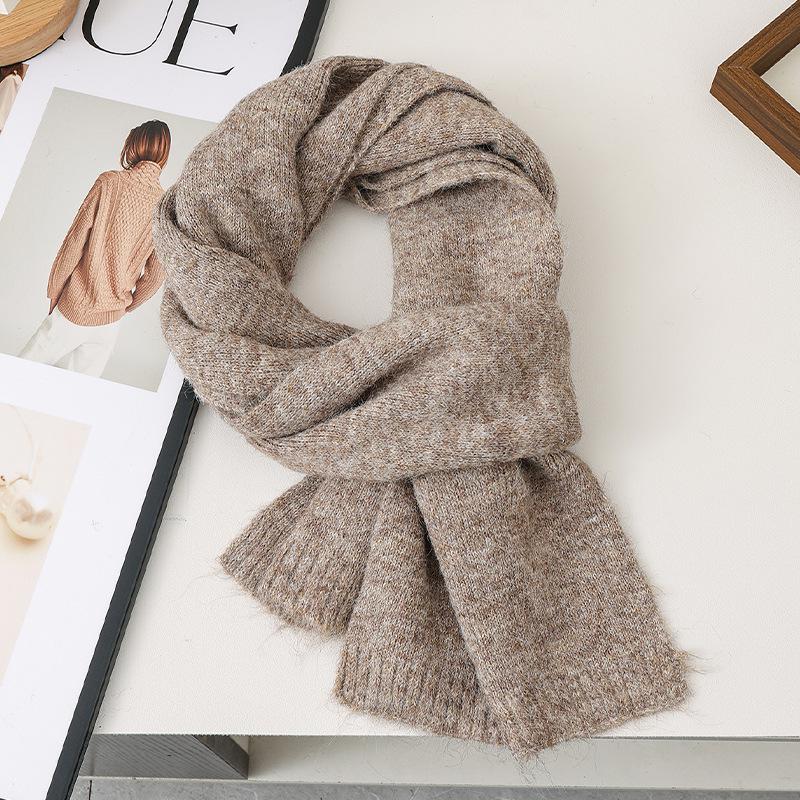 Hiver 2025 Écharpe Rouge en Laine Tricotée Haut de Gamme pour Femmes Style Coréen