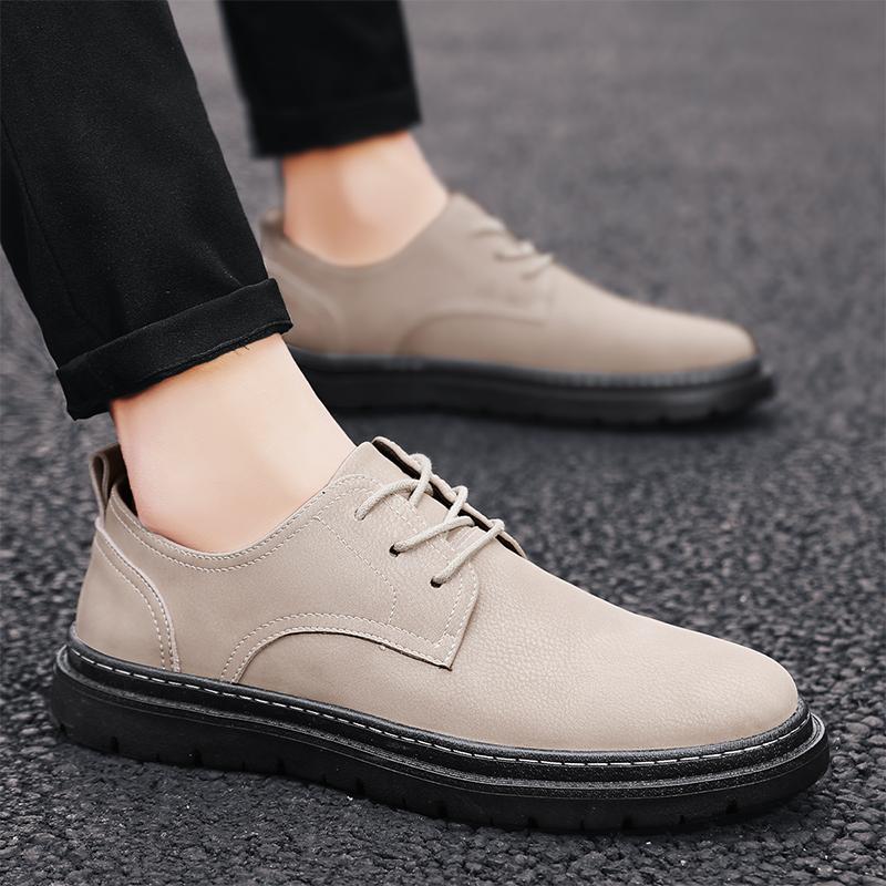 

Fashion Men s casual leather shoes High quality retro style Outdoor leisure street Office or work Hot selling adult luxury shoes 44 серый