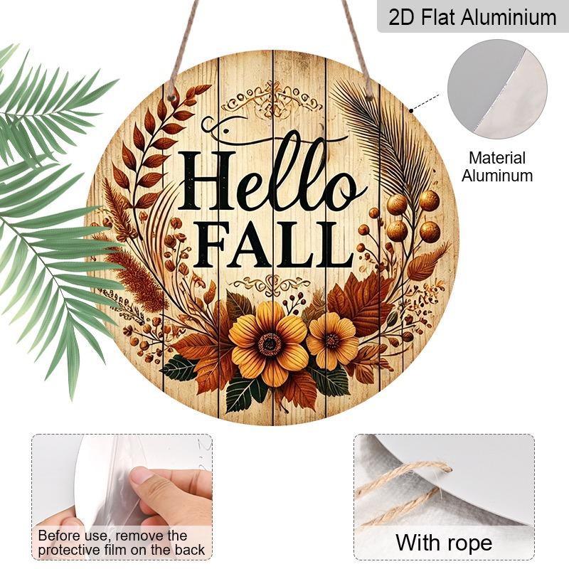 2D Flat Aluminum Decorative Plaques and Ornaments, Featuring A Retro Autumn Floral, Maple Leaf, and Wheat Ear Pattern for Wall Decoration. Suitable