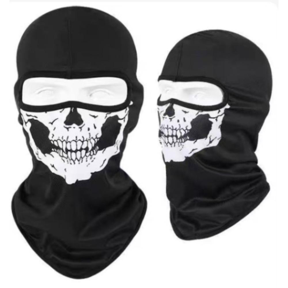 Motorcycle Full Face Balaclava, Skull Print Windproof Ski Mask, Helmet Liner Head Neck Warmer for Bicycle Motorbike