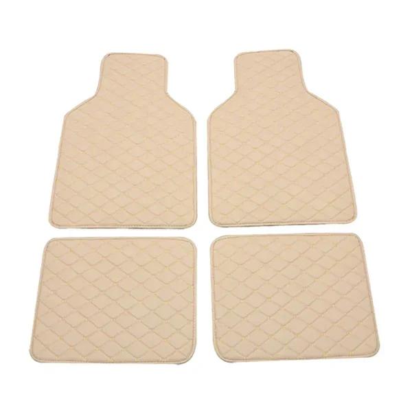 4 Pieces Premium Leather Car Floor Mats Stylish Durable Protective Fit All Vehicles Interior Foot Pad Easy Clean Amagi