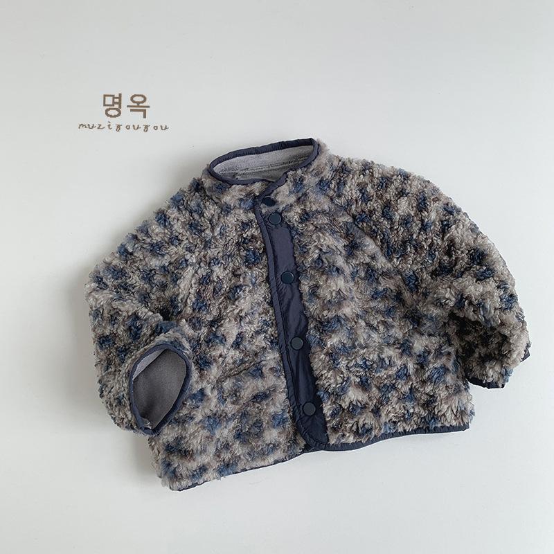 Unisex Baby Kids Leopard Print Winter Warm Plush Coat