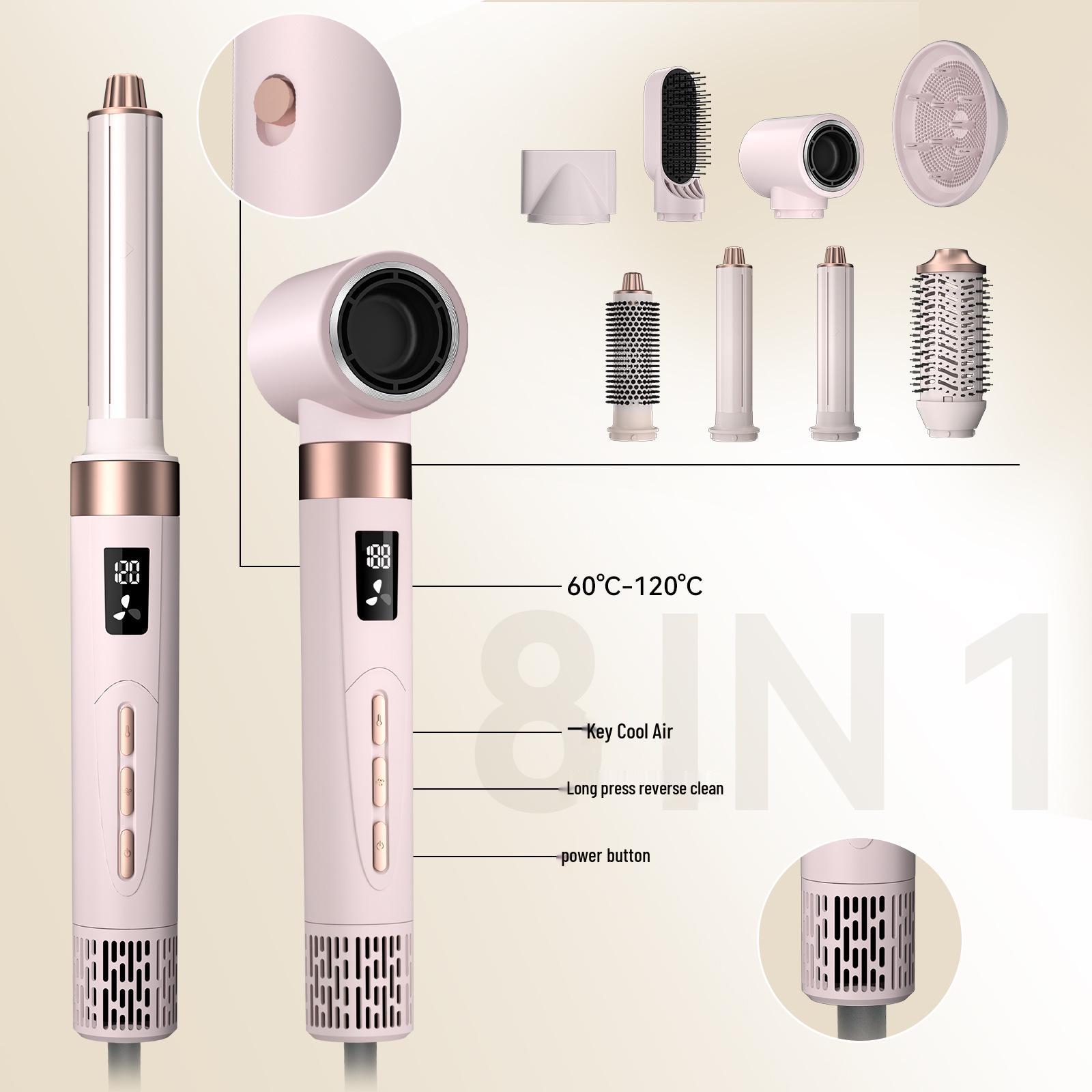 

High-Speed Multifunctional Hair Dryer Comb Set with Replaceable Heads & Negative Ion Technology EU 220V (Not for domestic use) розовый