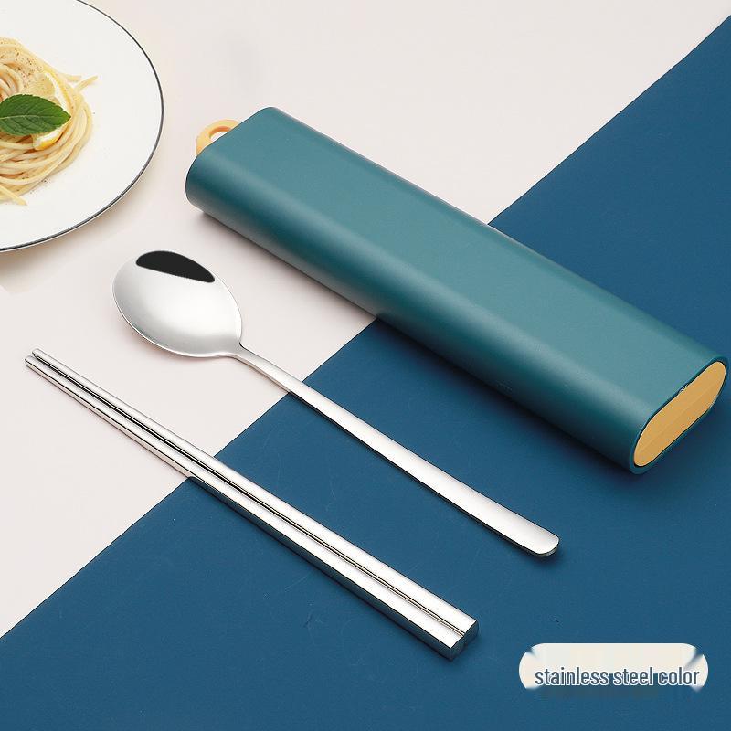 

304 Stainless Steel Portable Cutlery Set: Spoon, Fork, and Chopsticks for Students and Outdoor Camping