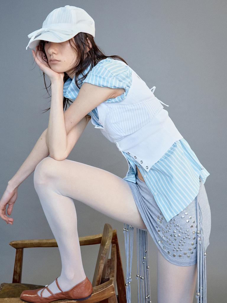 Eosseomnijeu Basic Ball Cap_Ribbon_Line White