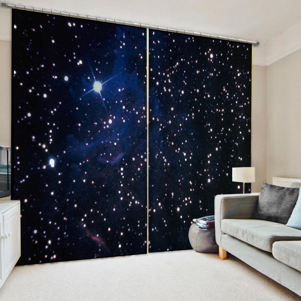 Beautiful Round Moon Star Sky Sea Ocean Window Curtains Blinds For Living Room Kids Bedroom Bathroom Kicthen Door Home Decor2Pcs