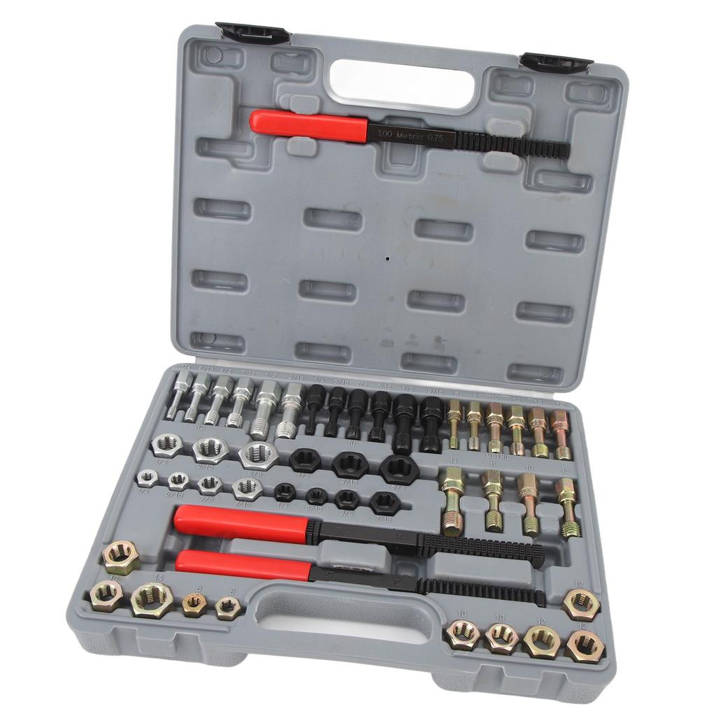 49PCS Thread Repair Thread Chaser Tool Set Metric Bolt Restorer File Nut Rethreader for Auto Mechanics
