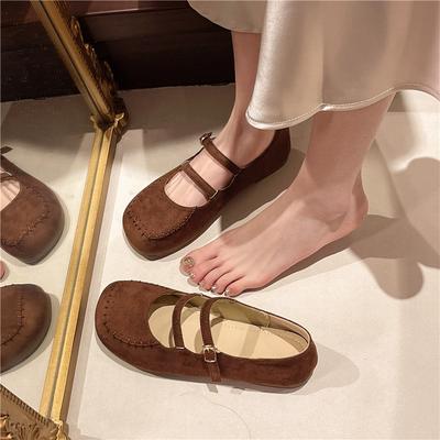 Flat Bottom One-word Buckle with Square Head Mary Jane Shoes Women's Spring New Versatile Ballet Shoes