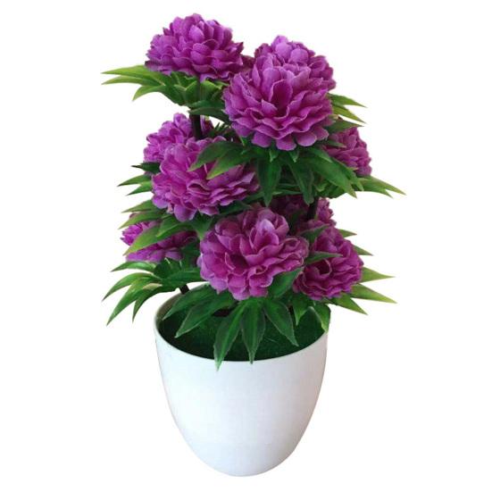 1Pc Artificial Chrysanthemum Bonsai Potted Plant Landscape Home Floral Decor AVE