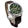SEIKO 1/5 Second Chronograph Quartz Wristwatch Mens SBTR017 Green Brown Leather