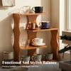 Tabletop Rack Curved Side Panel Wooden Tea Cup Warm Brown Finish Storage Stand