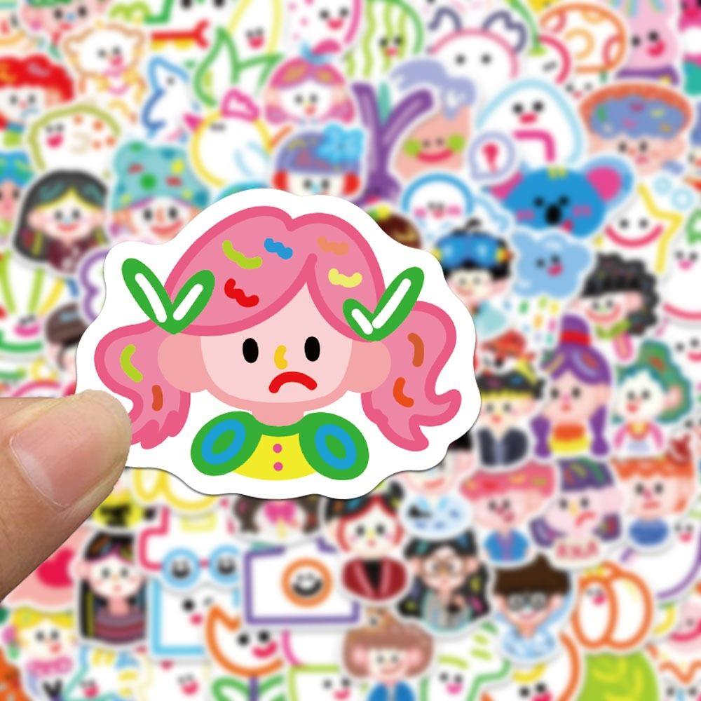 1set Dopamine Little People Stickers Color Creative Healing Ethnic Elements Character Handbooks Cartoon Cute Stickers