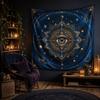 Moon Phases and Star Tapestry Wall Hanging Dark Navy Celestial Silver Mystic Lunar Aesthetic Wall Art Bedroom Dorm Decor