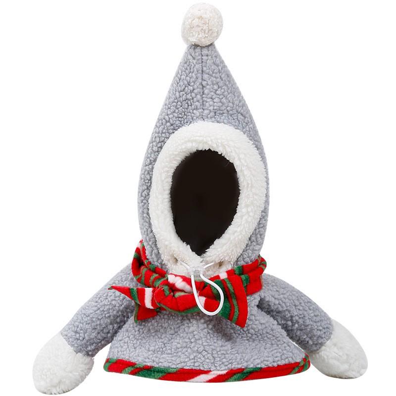 Pet Christmas Costume Set Dogs Cats - Gray Snowman Outfit With Pom Winter Holiday Apparel
