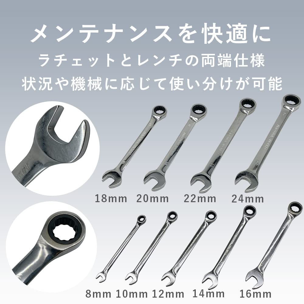 TKY Ratchet Open End Wrench for Bolts and Automotive and Motorcycle Flat Width Wrench, Nuts, Repair, (24mm)