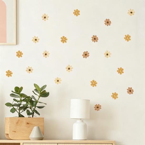 6Pcs Daisy Wall Stickers Self-Adhesive Vinyl Wall Decals Waterproof And Removable Boho Floral