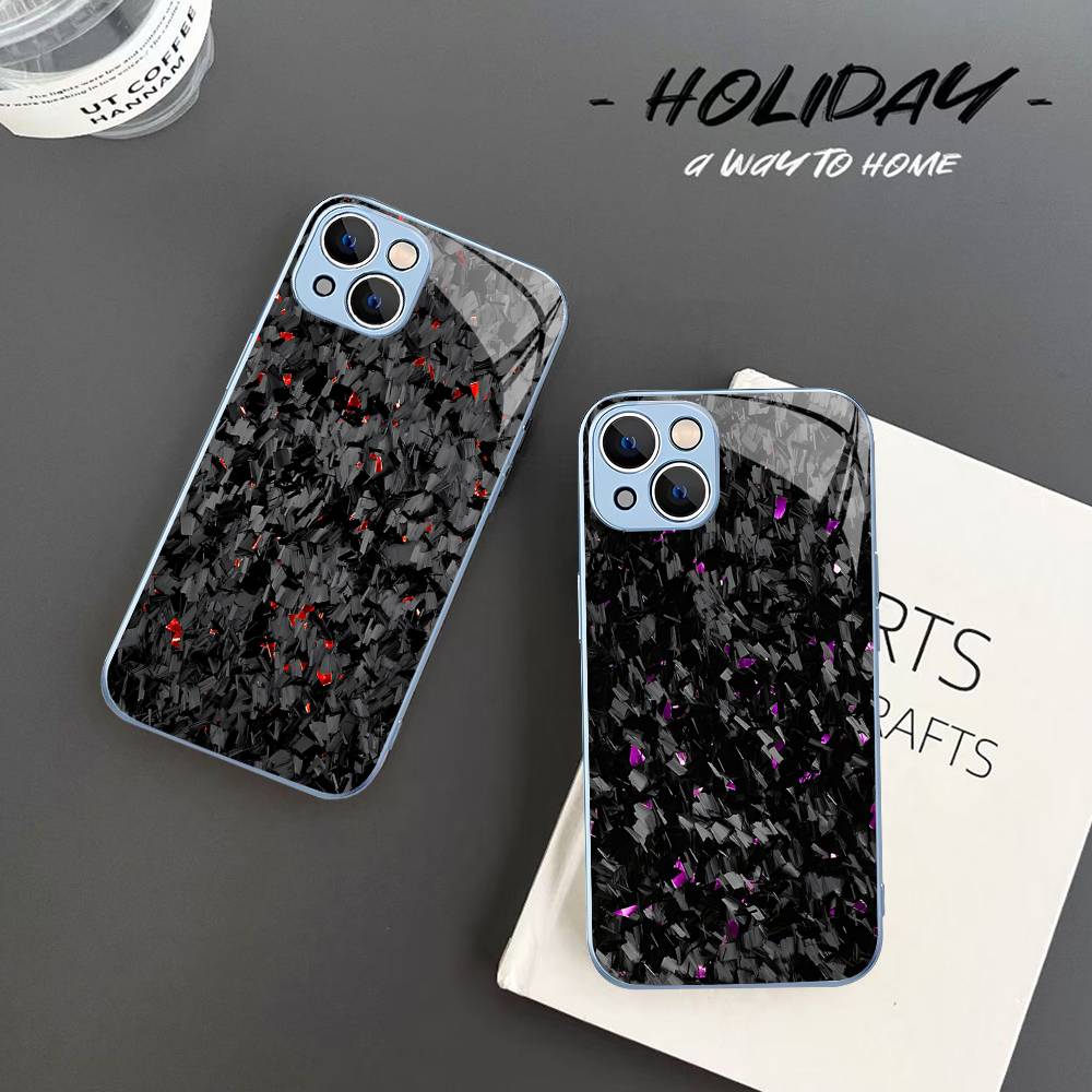 Forged Carbon Fundas Tempered Glass For Iphone 14 13 12 11 Pro Mini XS MAX 14Plus X XS XR Fundas