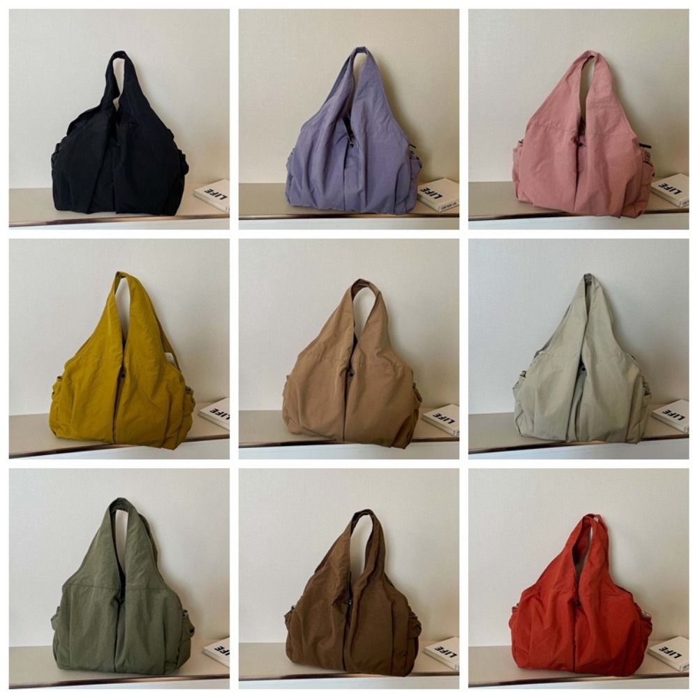 Multi-Pocket Nylon Shoulder Bag Casual Storage Pouch Underarm Bag Large Capacity Tote Bag  Daily