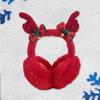 Winter Red Christmas Earmuffs Women Cute Elk Move Air Bag Earmuffs New Year Blessing Word Outdoor Cold Protection Solid Earmuff
