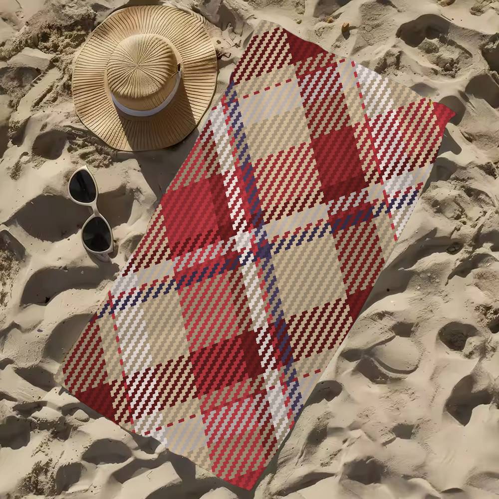 Scottish Tartan Print Beach Towel Colorful Bath Towels For Girl Microfiber Quick Dry Custom Sand Free Beach Yoga Spa Gym Pool