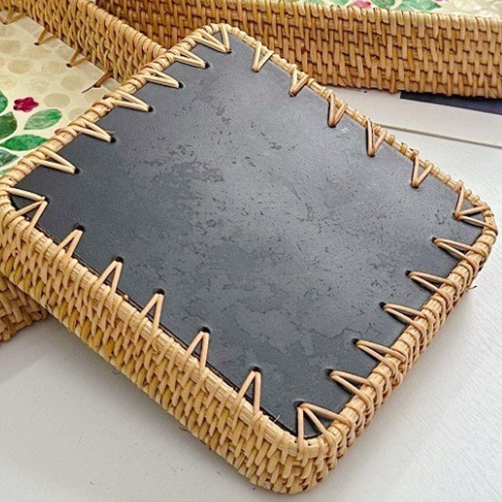 Hand Woven Rattan Shell Tray Colorful Bread Baskets Tray Splicing Shell Rattan Basket  Living Room