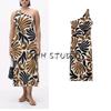 Summer Women's Clothing Ins Style Oblique Shoulder Abstract Leaves Print Sleeveless Mid Length Long Length Dress 87037182