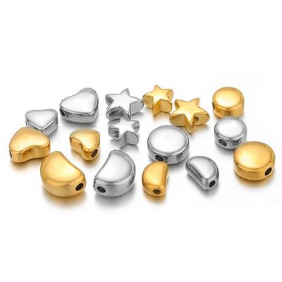 10Pcs Stainless Steel Gold Color Star Heart Spacer Beads for Bracelet Findings Necklace Earrings Making DIY Jewelry Accessories