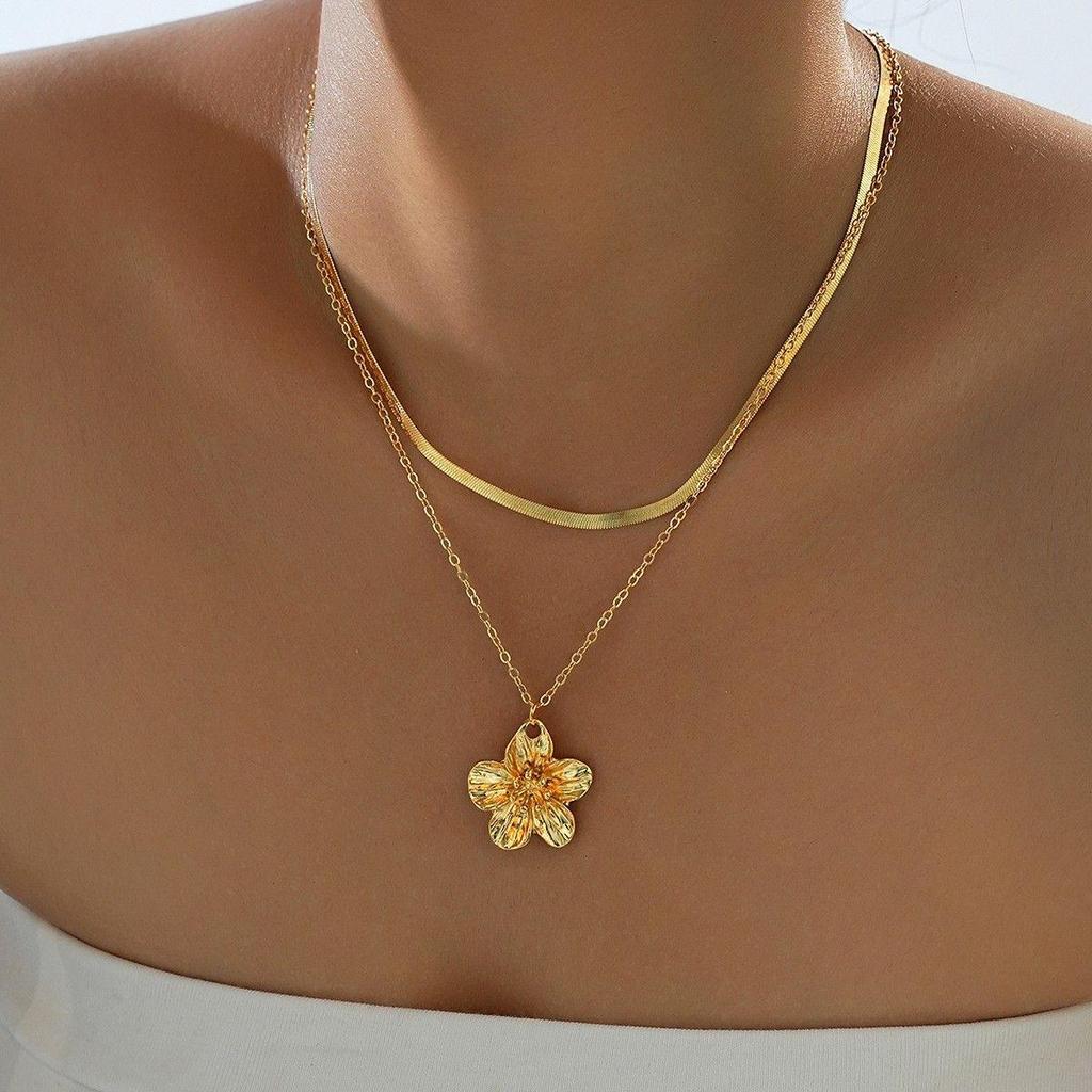 Women's Rhinestone Cross Pendant Tassel Layered Necklace