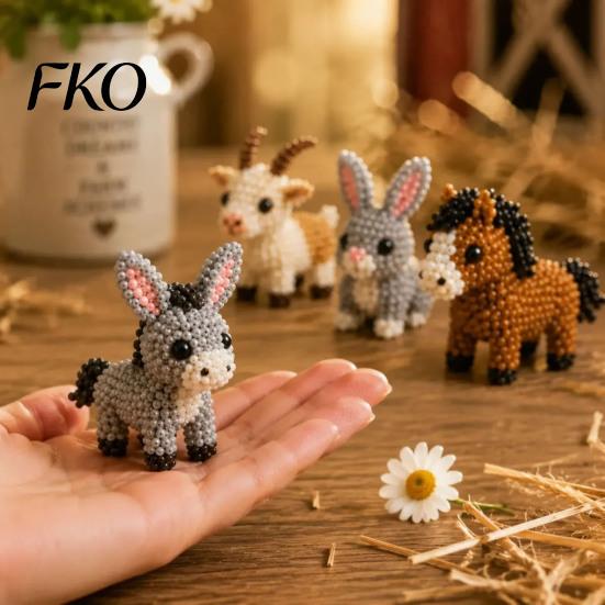 Progetto Creativo con Perline Kit Piccolo Animale 3D con Perline, Kit Fai-da-Te Carino con Perline Colorate e Istruzioni Dettagliate, 4 Modelli