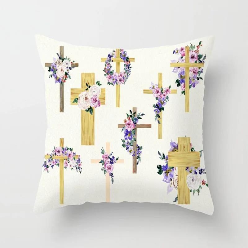 

Чехол для подушки с крестом и цветком, геометрическое абстрактное искусство, наволочка для дивана, чехол для подушки 40x40cm