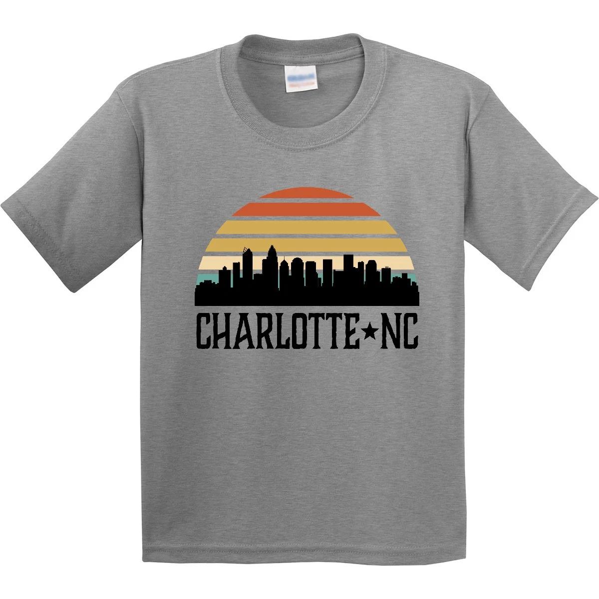 Inktastic Charlotte North Carolina Skyline Youth T-Shirt Trip Vintage Silhouette 100