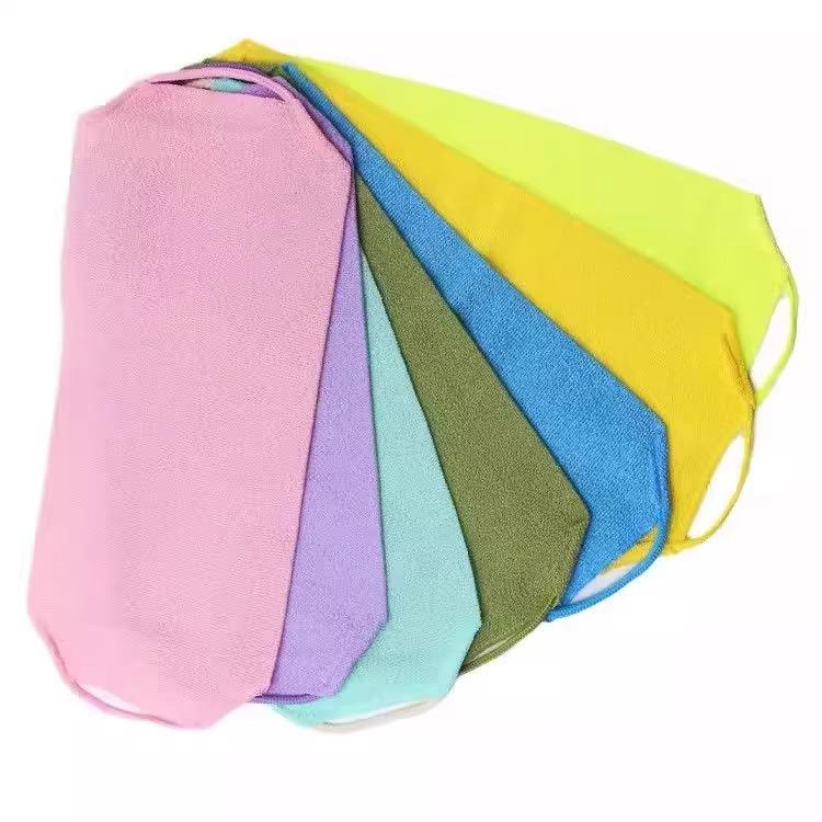 Double-Sided Back Scrubbing Towel for Men and Women - Exfoliating Long Strap for Dirt and Mud Removal