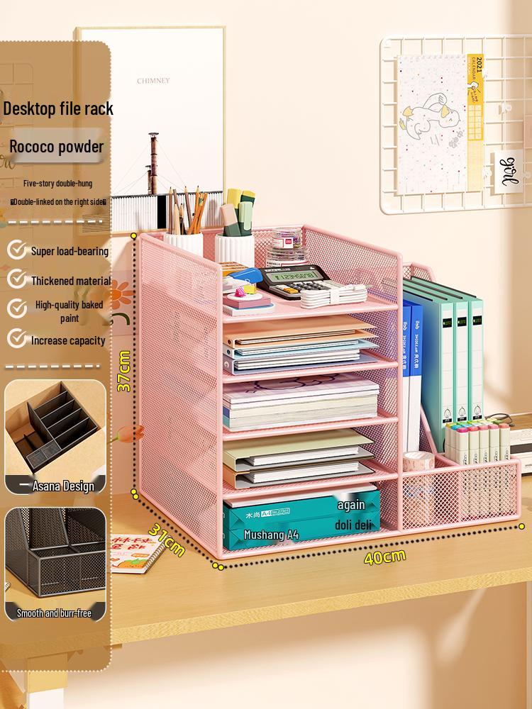 Multi-Layer Desktop File & Book Organizer for Office & Student Use
