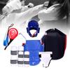 6 Pieces Taekwondo Protective Gear Set Crotch Protector with Shin Arm Guards 150 to 160cm Blue