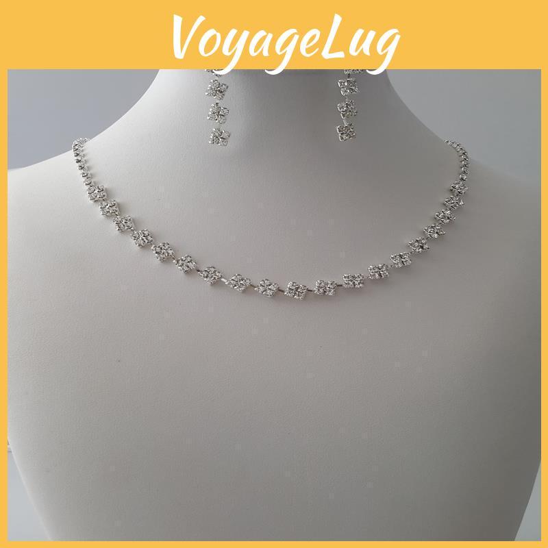 Silver Fashion Jewelry Set With Water Drilling For Office Lady Gift With Geometric Elements