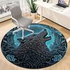 1pc Wolf Moon Office Round Area Rug, Under Office Chairs Bedroom Living Room Home Decor, Room Deco