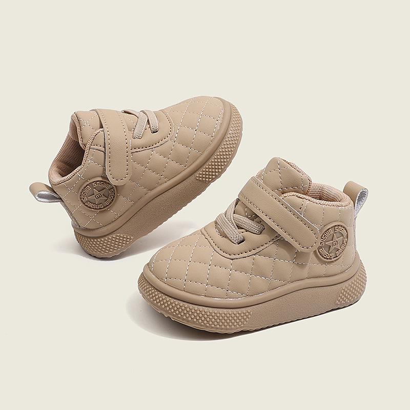 Spring & Fall Non-Slip Soft Sole Mid-Top Toddler Shoes - Boys & Girls Casual Leather Outdoor Board Shoes.