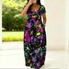 Summer Round Neck Short Sleeve Garment For Plus Size Women Loose Stylish Dress For Indoor Rest And Outdoor Walks