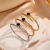 Htpwe Stainless Steel Roman Numeral Nail Bracelet Women's Plated 18k Gold Couple Holiday Gift Bracelet Party Daily Zircon