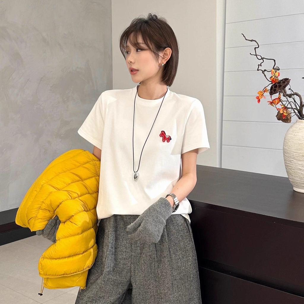 2026 Early Spring Round Neck Cartoon Embroidered Short Sleeve T-shirt