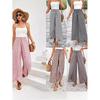 Damen elastische Taille Weites Bein Hosen Gespaltenes Bein Palazzo Hosen Blumendruck Sommer Strand Lässige Hosen