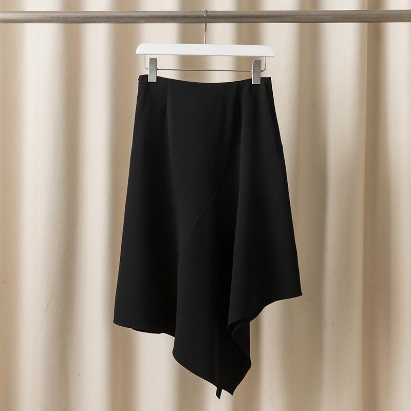 Three-Acetate Patchwork Irregular Black Skirt - Fashionable and Versatile for Spring/Summer Extra Large чёрный