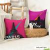 Vintage Retro Travel Cushion Cover Natural Linen Organic Fabric DoubleSided Printing Couch Pillow Covers Home Decor