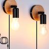 Nordic Japanese Bedroom Bedside Solid Wood Wall Lamp
