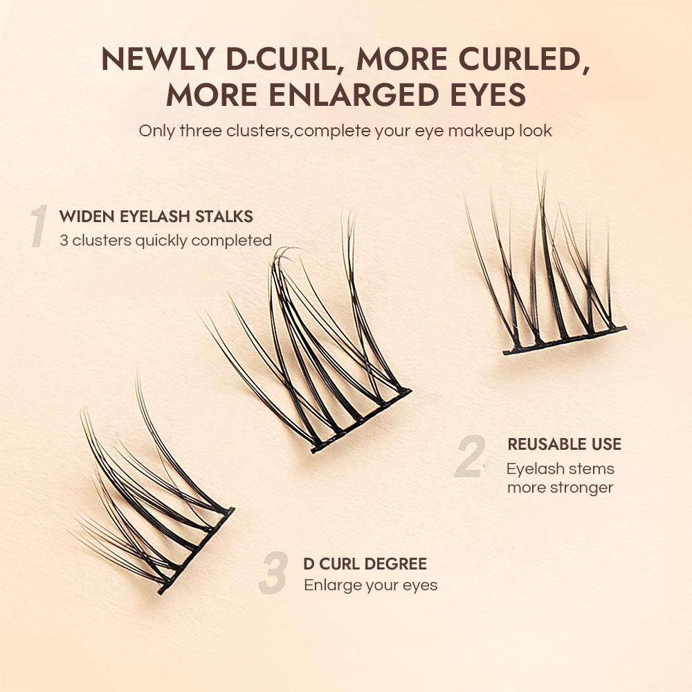 BQI Ultra-curly Sunflower False Eyelashes D Curl Enlarged Eye Makeup Looks, Large Capacity 120 Clusters Eyelashes